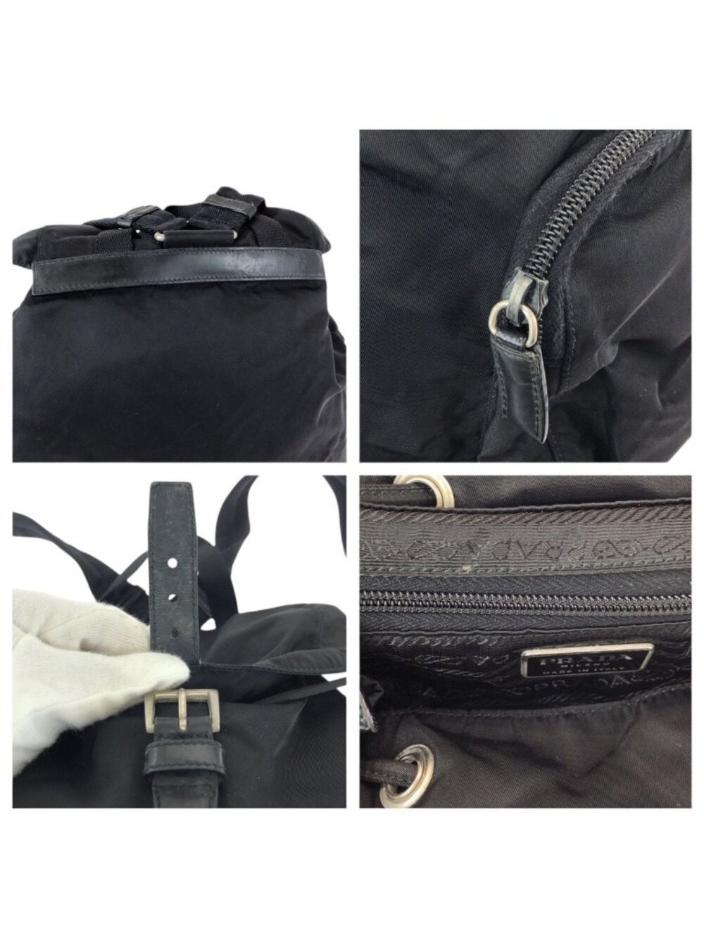 Prada Tessuto Black Silver Nylon Backpack - Picture 6 of 9